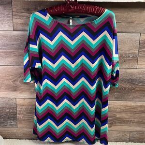 Moa USA Chevron Striped Blouse,  Ladies Size Medium, Multicolor